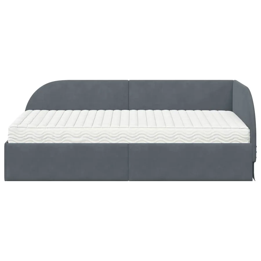 Cadre de lit d'angle avec matelas 2 pcs Gris Velours - 5