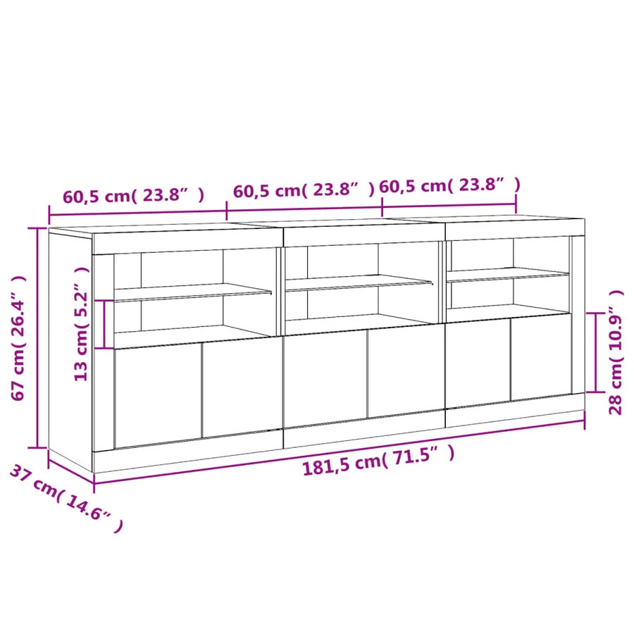 Buffet avec lumières LED blanc 181,5x37x67 cm - 17