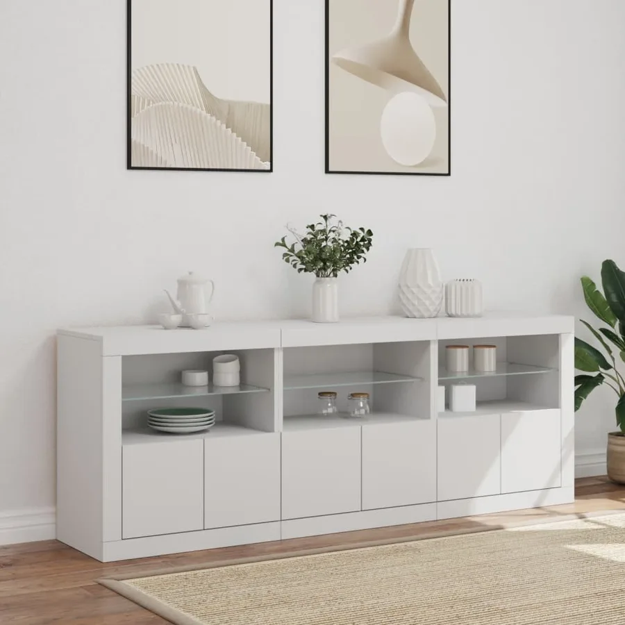 Buffet avec lumières LED blanc 181,5x37x67 cm - 3