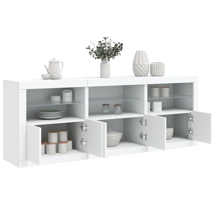 Buffet avec lumières LED blanc 181,5x37x67 cm - 4