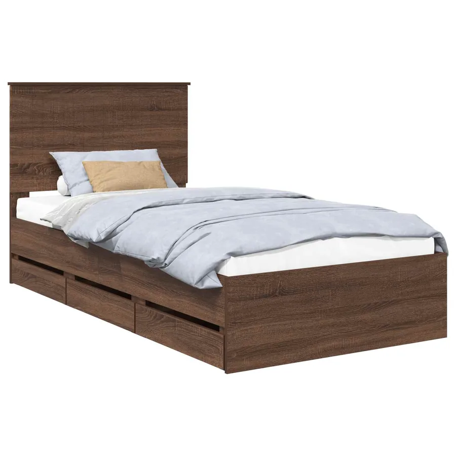 Cadre de lit Chêne brun 100 x 200 cm Bois Ingénierie - 2