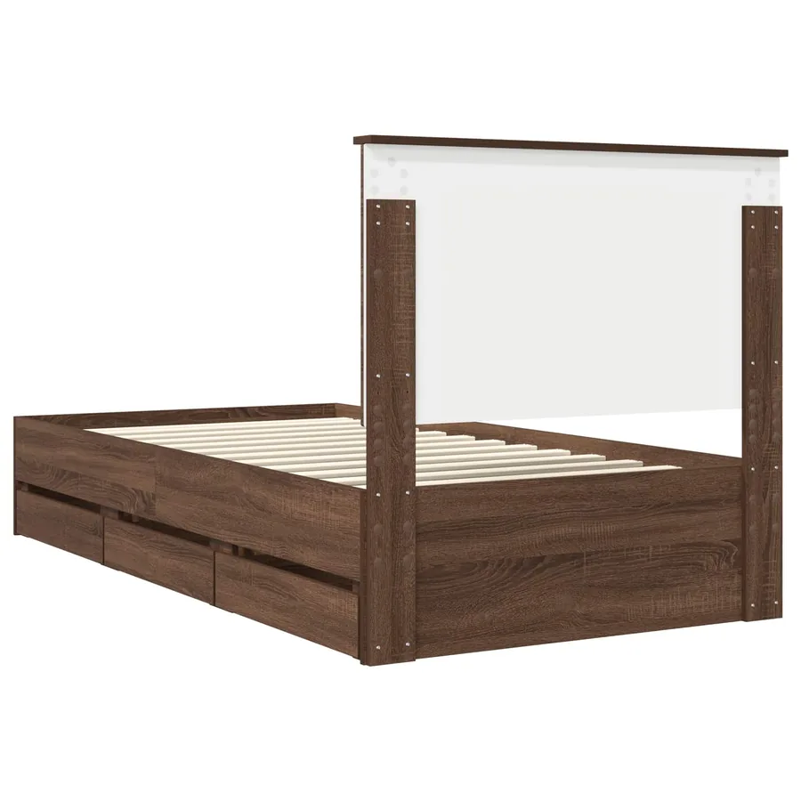 Cadre de lit Chêne brun 100 x 200 cm Bois Ingénierie - 8