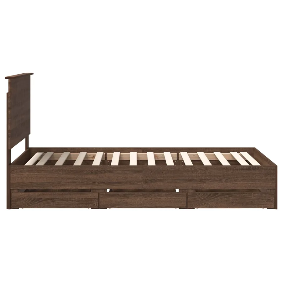 Cadre de lit Chêne brun 100 x 200 cm Bois Ingénierie - 9