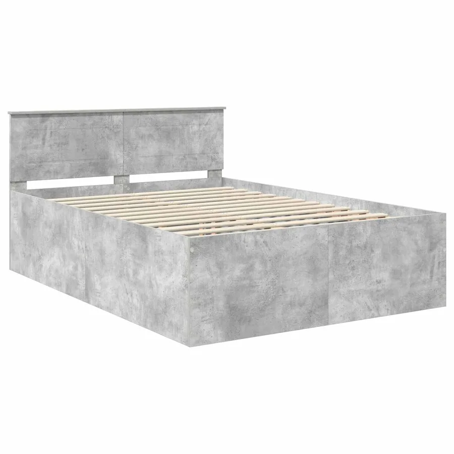 Cadre de lit Gris béton 150 x 200 cm Bois d'ingénierie - 4