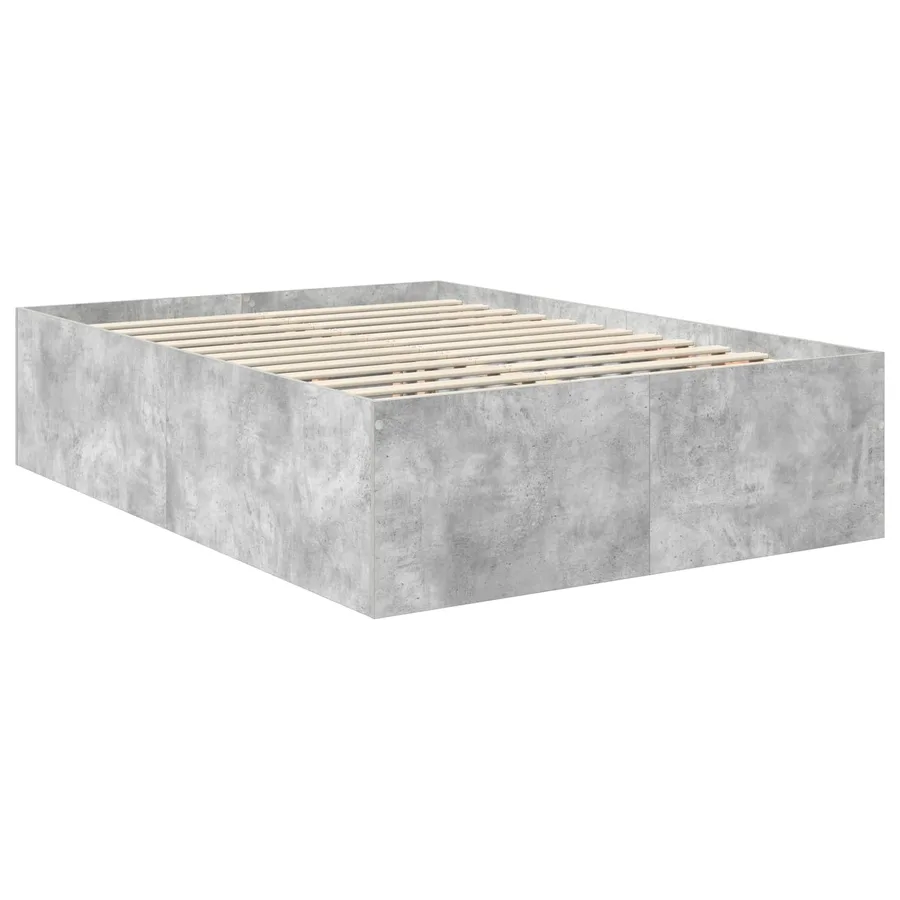 Cadre de lit Gris béton 150 x 200 cm Bois d'ingénierie - 5