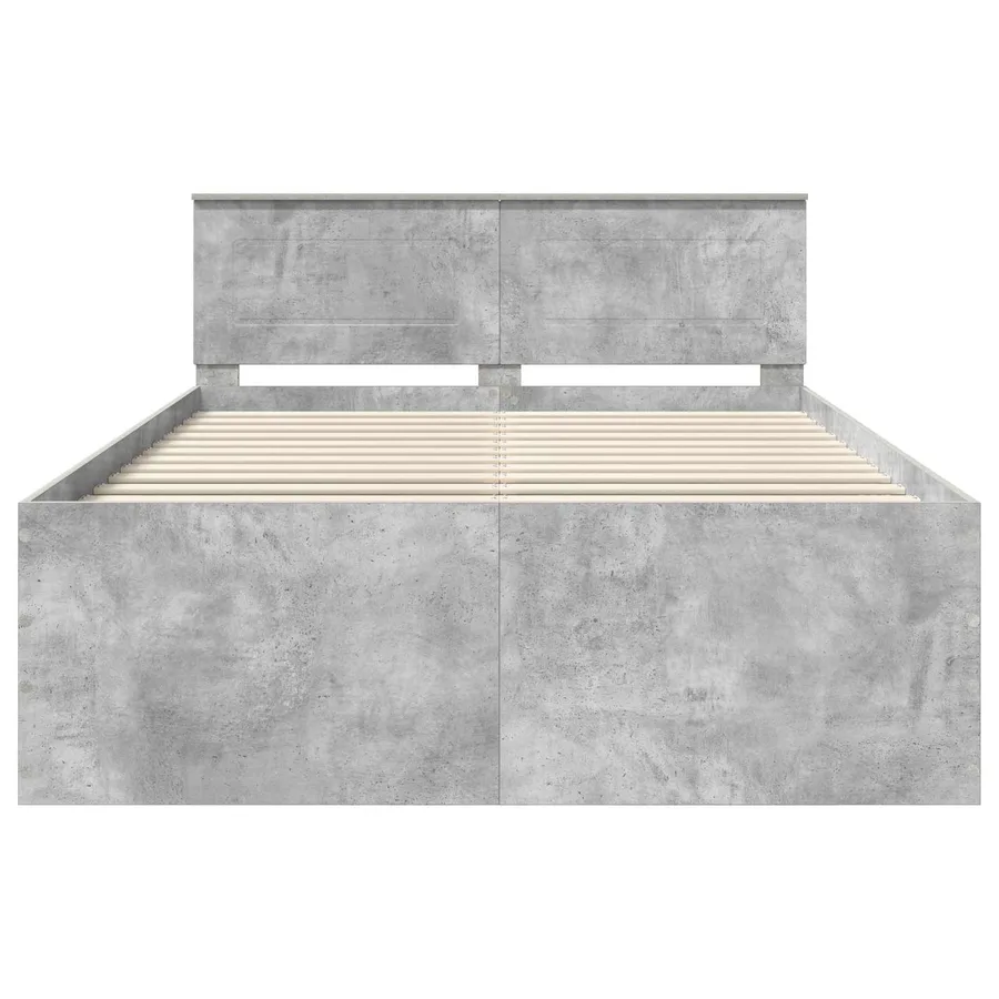 Cadre de lit Gris béton 150 x 200 cm Bois d'ingénierie - 7