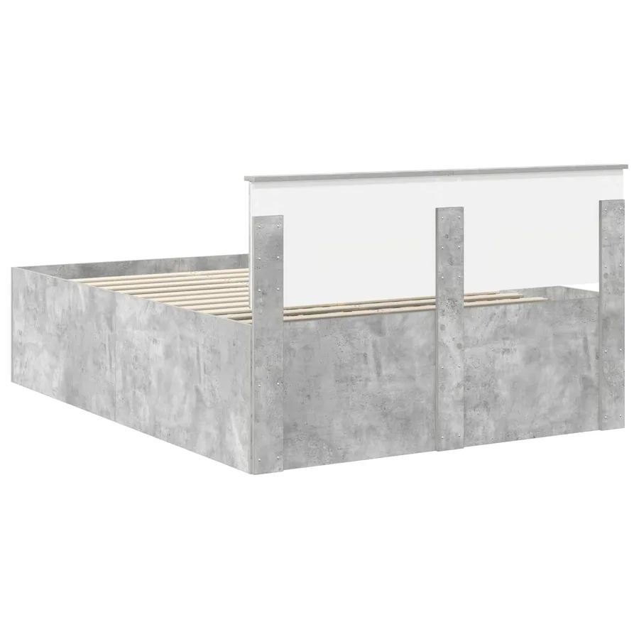 Cadre de lit Gris béton 150 x 200 cm Bois d'ingénierie - 9