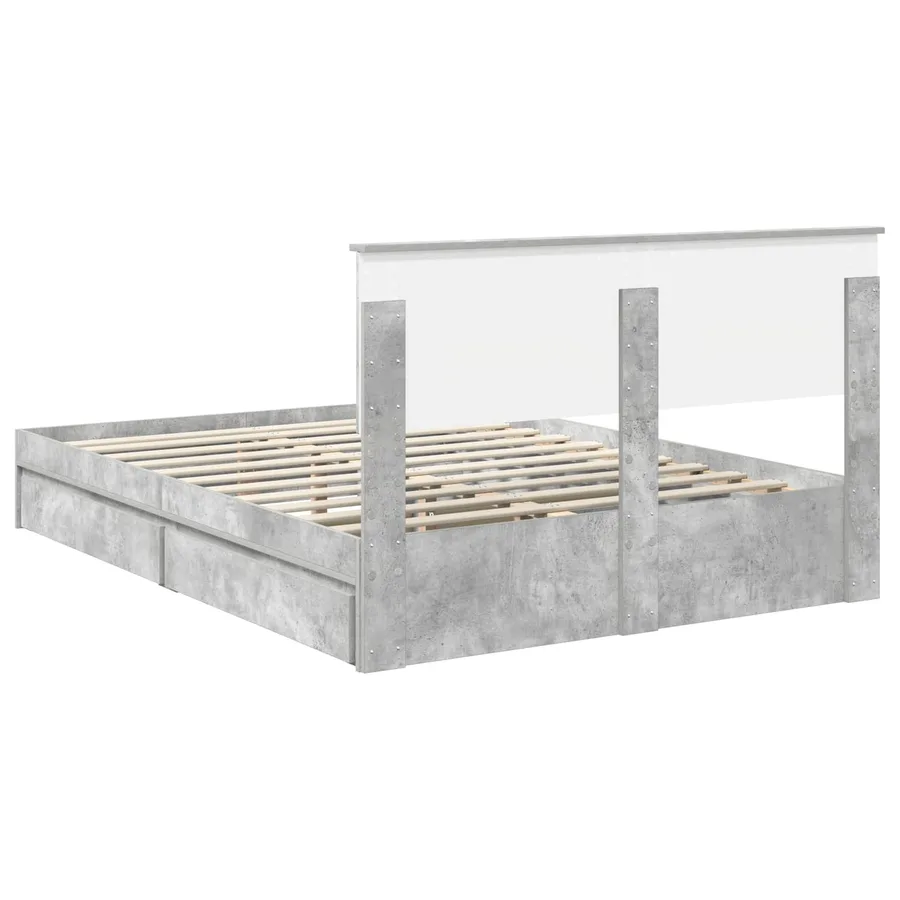 Lit de Rangement Gris béton 150 x 200 cm Bois d'ingénierie - 10