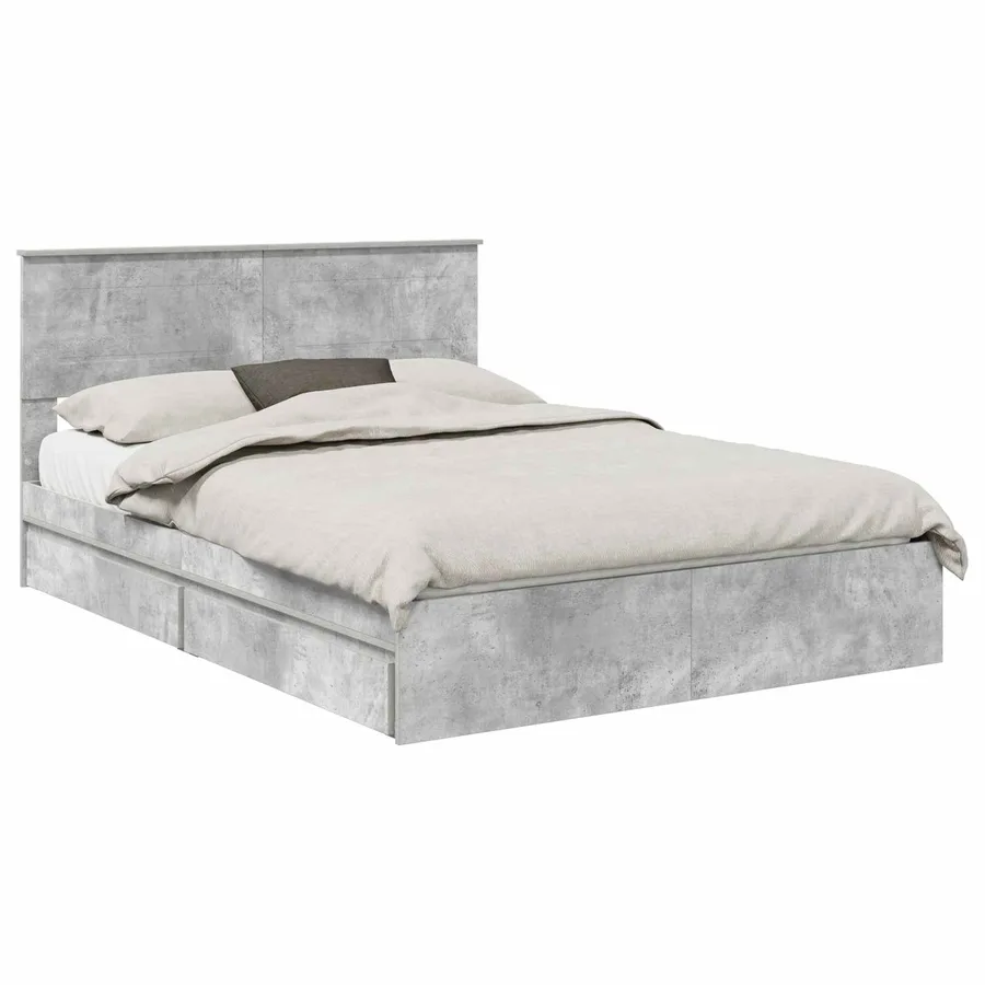 Lit de Rangement Gris béton 150 x 200 cm Bois d'ingénierie - 2