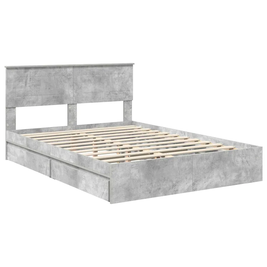 Lit de Rangement Gris béton 150 x 200 cm Bois d'ingénierie - 4