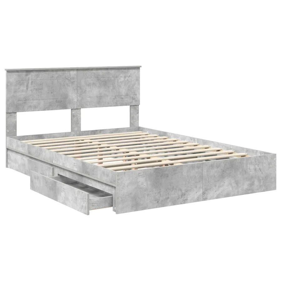 Lit de Rangement Gris béton 150 x 200 cm Bois d'ingénierie - 5