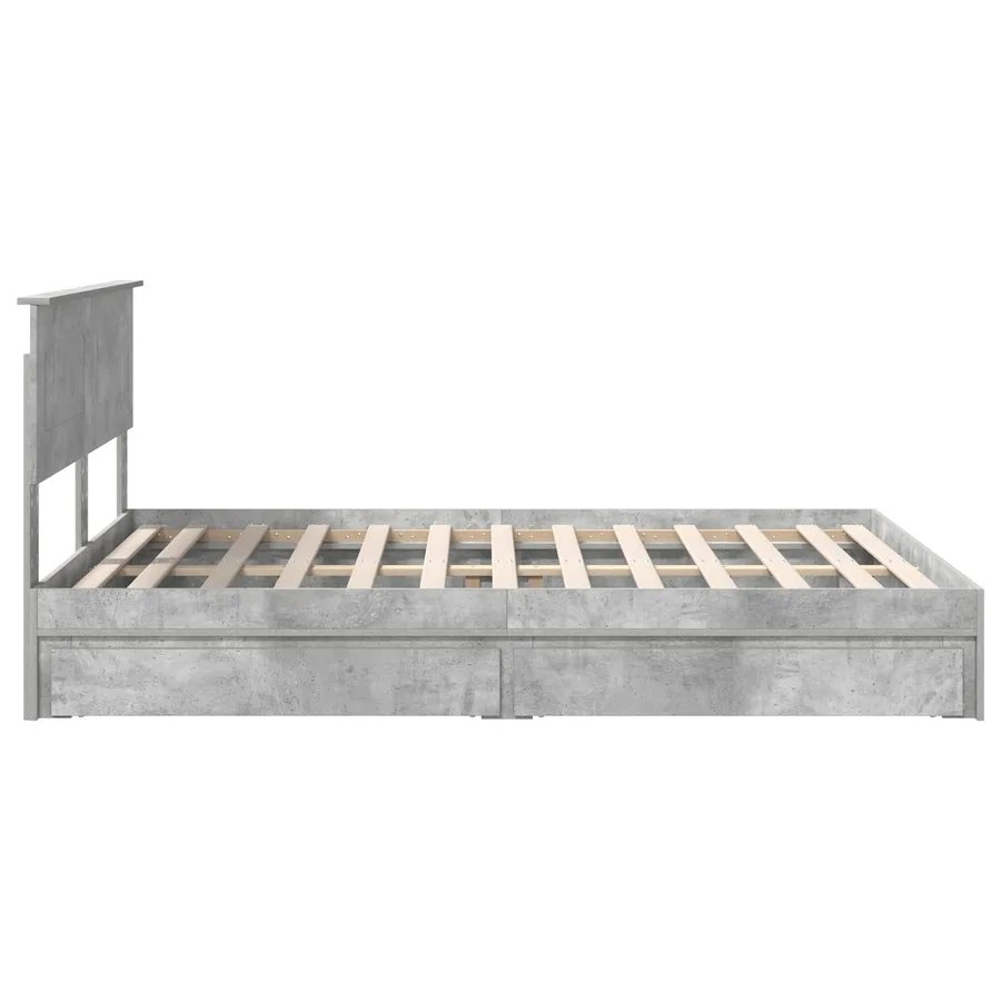 Lit de Rangement Gris béton 150 x 200 cm Bois d'ingénierie - 9