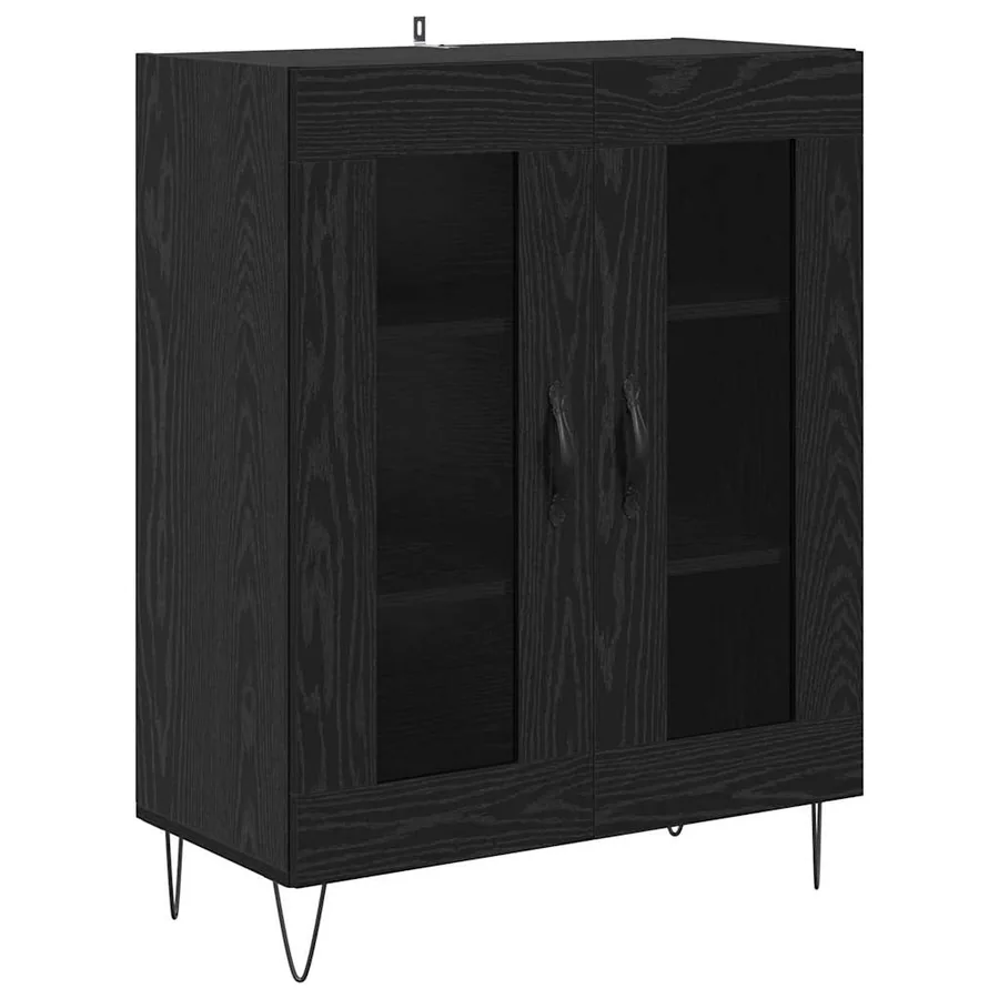 Buffet Chêne noir 69,5 x 34 x 90 cm Bois d'ingénierie - 2