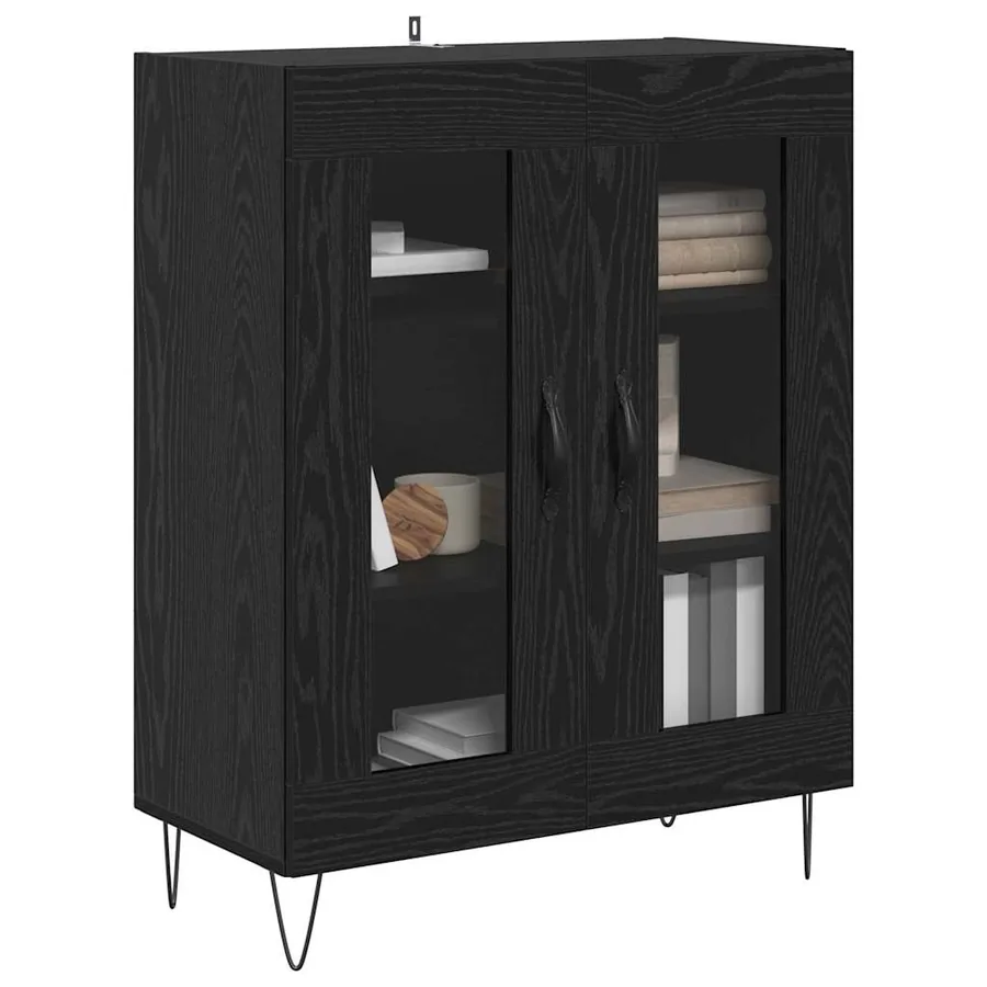 Buffet Chêne noir 69,5 x 34 x 90 cm Bois d'ingénierie - 3