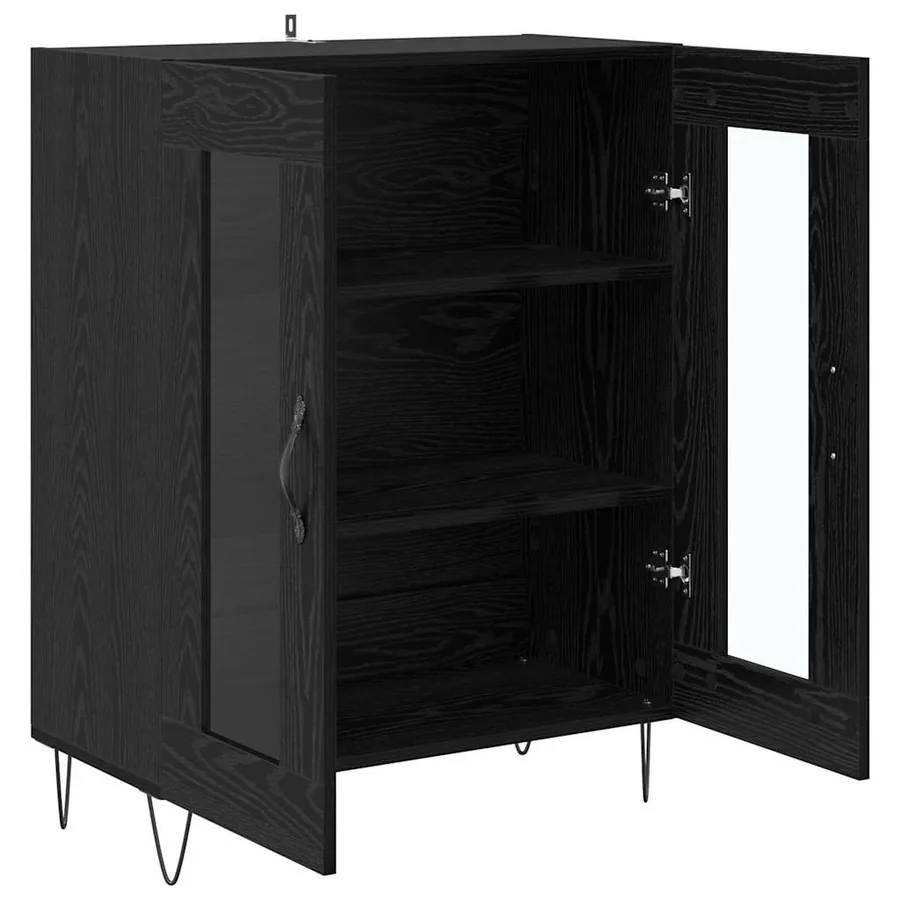 Buffet Chêne noir 69,5 x 34 x 90 cm Bois d'ingénierie - 5