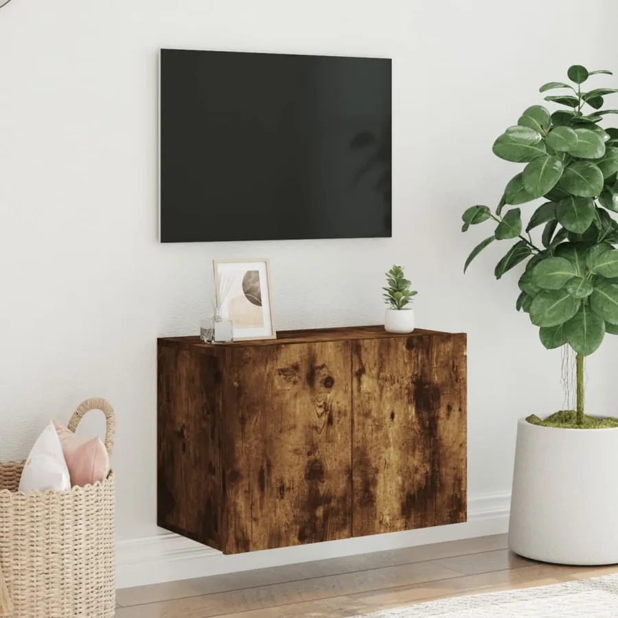 Meuble TV mural chêne fumé 60x30x41 cm - 3
