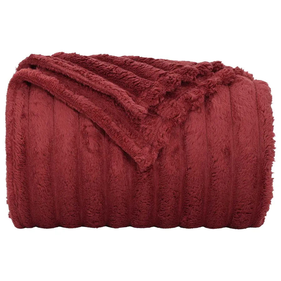 Jeté Rouge Bordeaux 240 x 220 cm Toison - 5