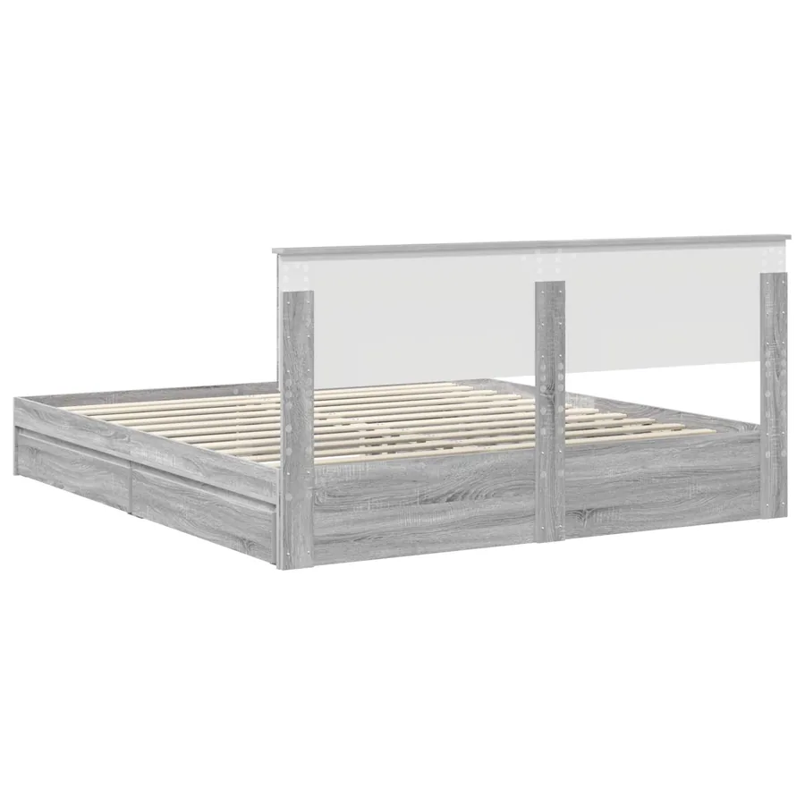 Lit de Rangement Gris Sonoma 200 x 200 cm Bois d'ingénierie - 10