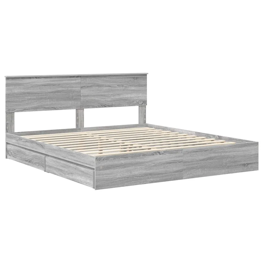 Lit de Rangement Gris Sonoma 200 x 200 cm Bois d'ingénierie - 4