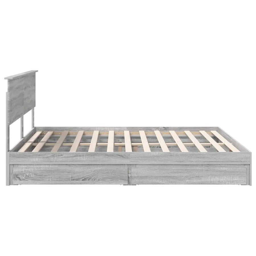 Lit de Rangement Gris Sonoma 200 x 200 cm Bois d'ingénierie - 9