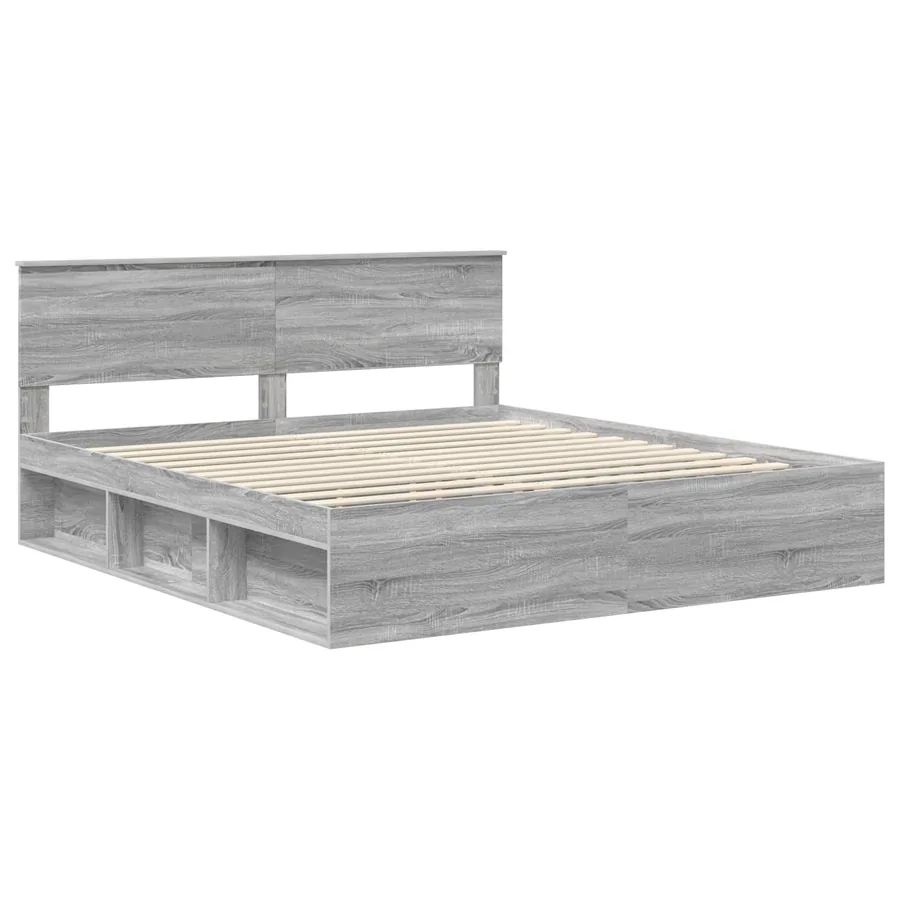 Cadre de lit Gris Sonoma 200 x 200 cm Bois d'ingénierie - 4