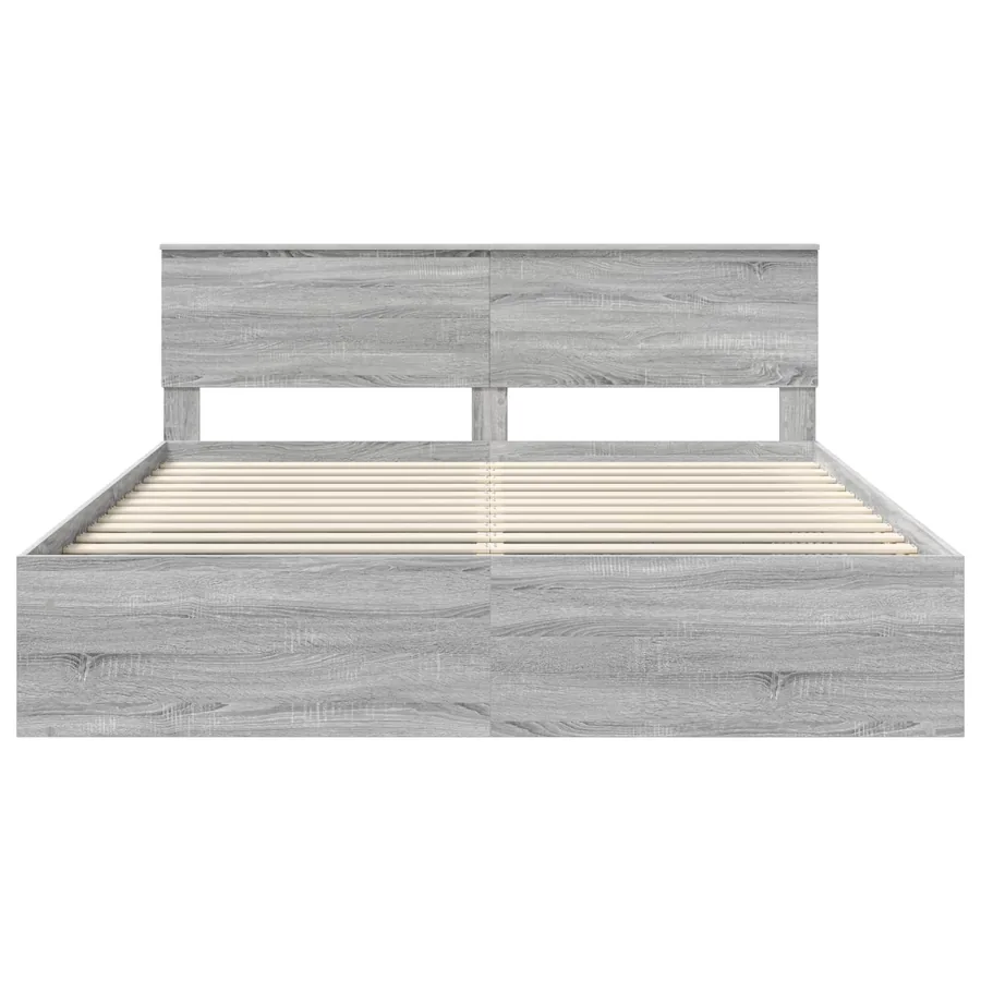 Cadre de lit Gris Sonoma 200 x 200 cm Bois d'ingénierie - 7