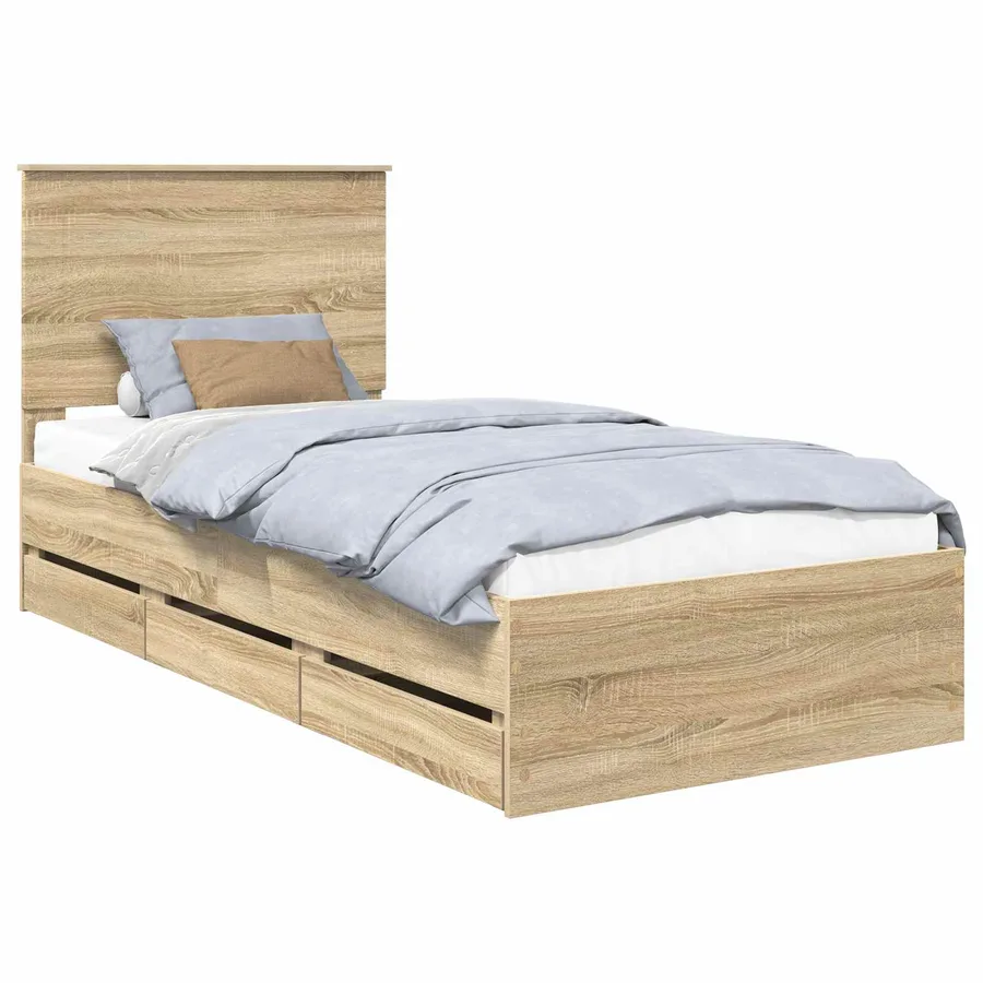 Cadre de lit Chêne Sonoma 100 x 200 cm Bois Ingénierie - 2