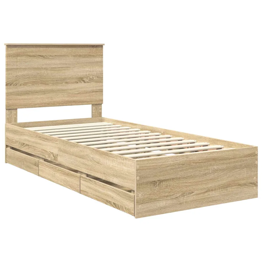 Cadre de lit Chêne Sonoma 100 x 200 cm Bois Ingénierie - 4