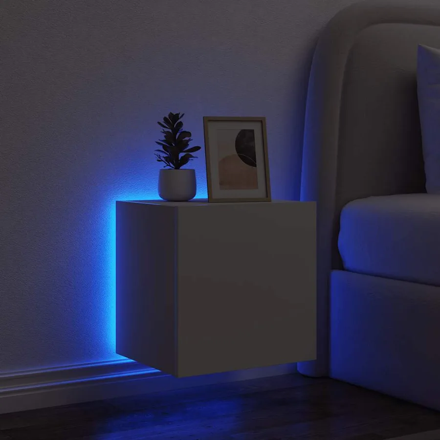 Meuble TV mural avec lumières LED blanc 40,5x35x40 cm - 4