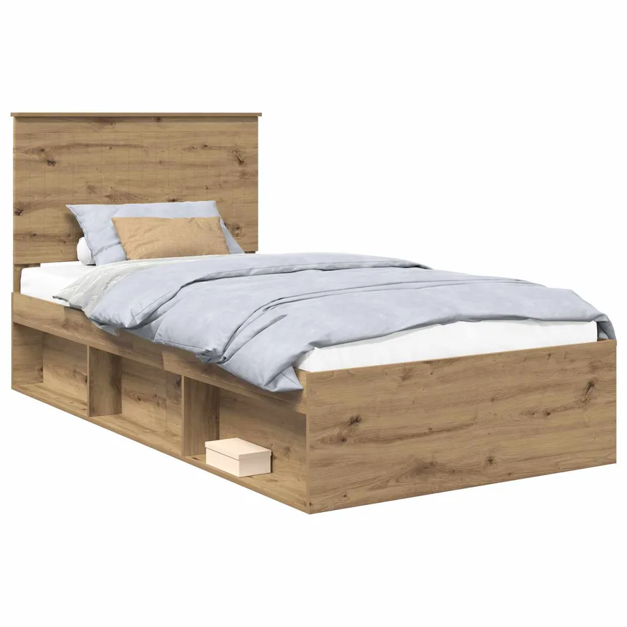 Cadre de lit Chêne artisan 100 x 200 cm Bois de pin massif - 2