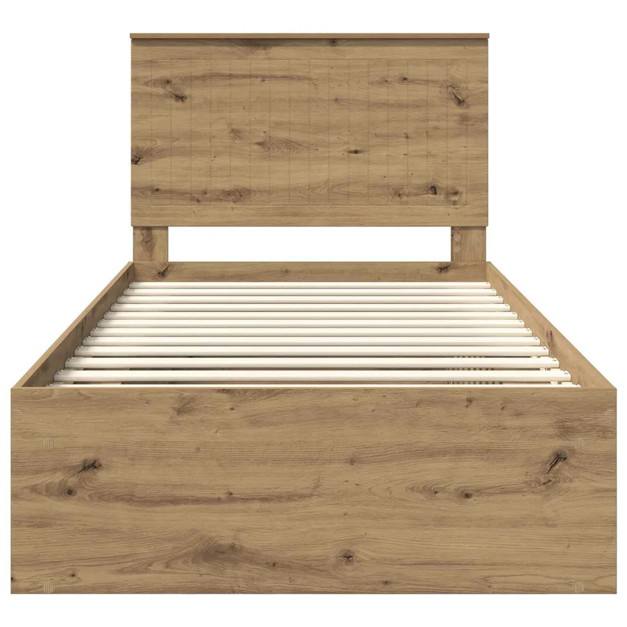 Cadre de lit Chêne artisan 100 x 200 cm Bois de pin massif - 7