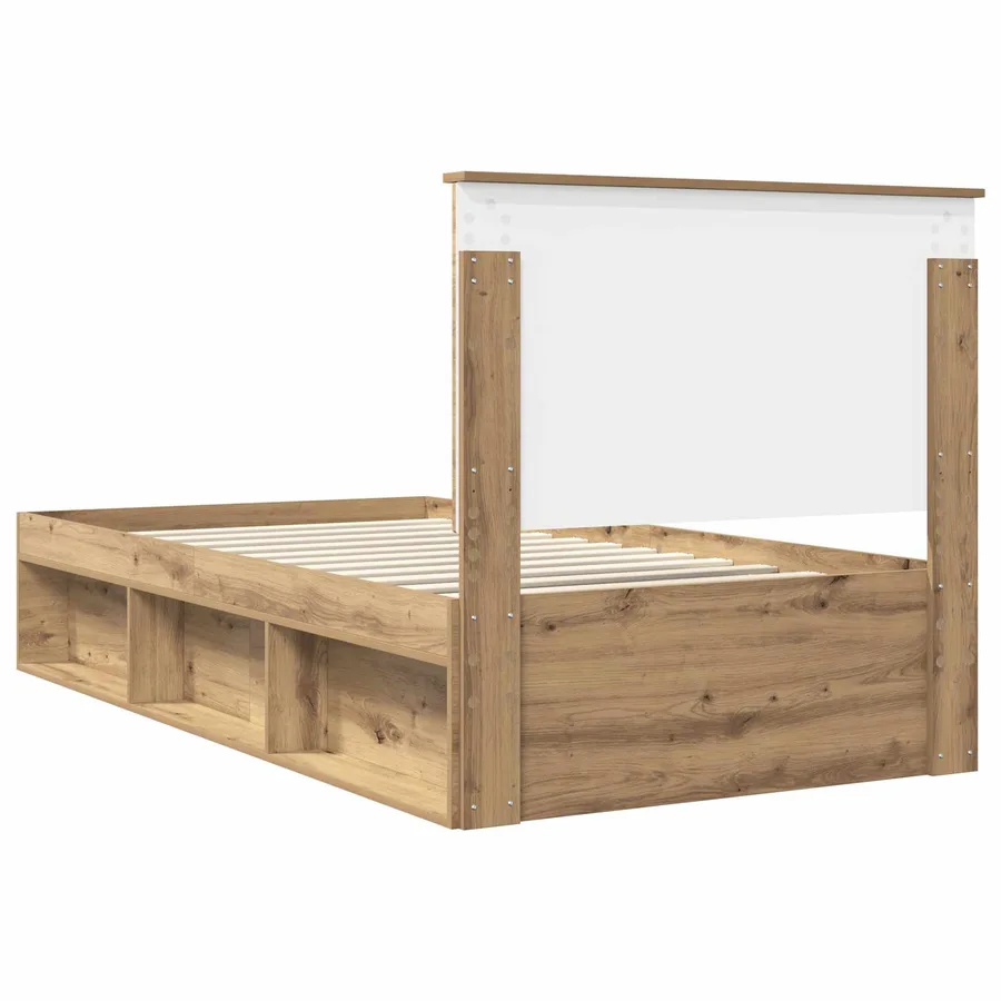 Cadre de lit Chêne artisan 100 x 200 cm Bois de pin massif - 9