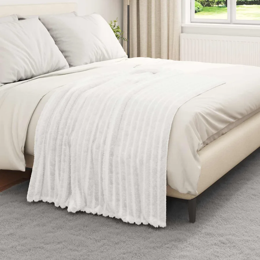 Jeté Blanc 150 x 130 cm Toison - 3