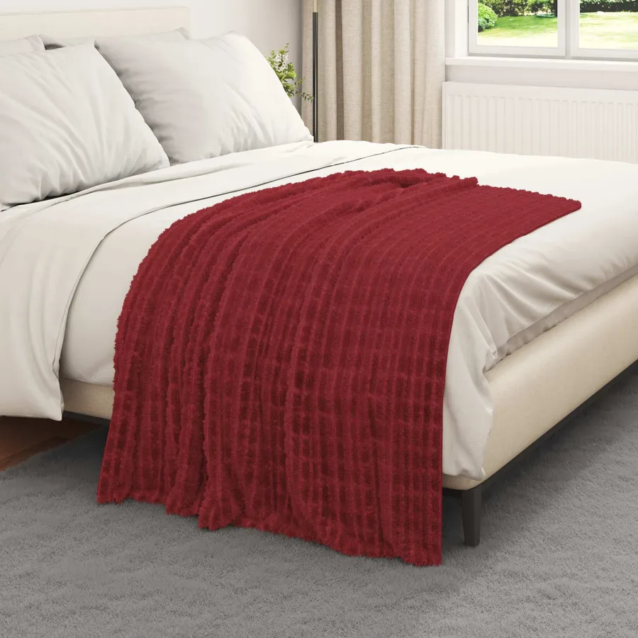 Jeté Rouge Bordeaux 150 x 130 cm Toison - 3