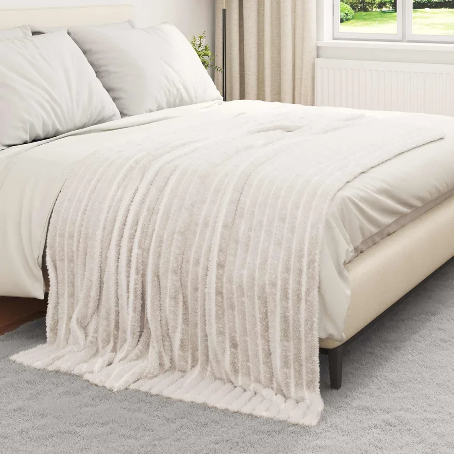 Couvertures à jeter 6 pcs Crème 200 x 150 cm Toison - 3