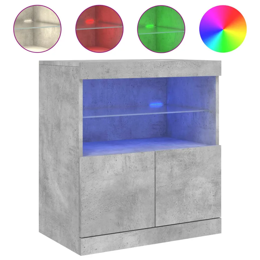 Buffet avec lumières LED gris béton 60x37x67 cm - 2