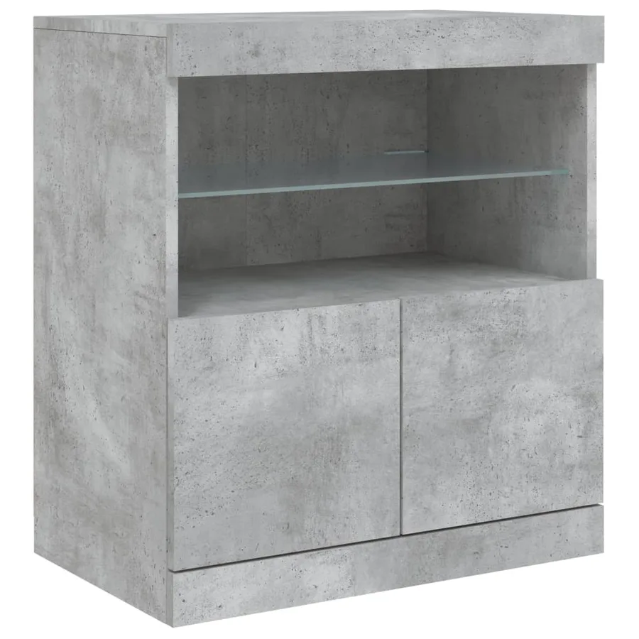 Buffet avec lumières LED gris béton 60x37x67 cm - 3