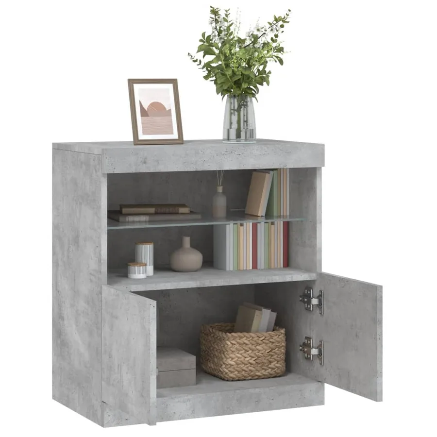 Buffet avec lumières LED gris béton 60x37x67 cm - 5