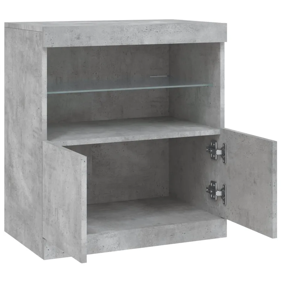 Buffet avec lumières LED gris béton 60x37x67 cm - 7