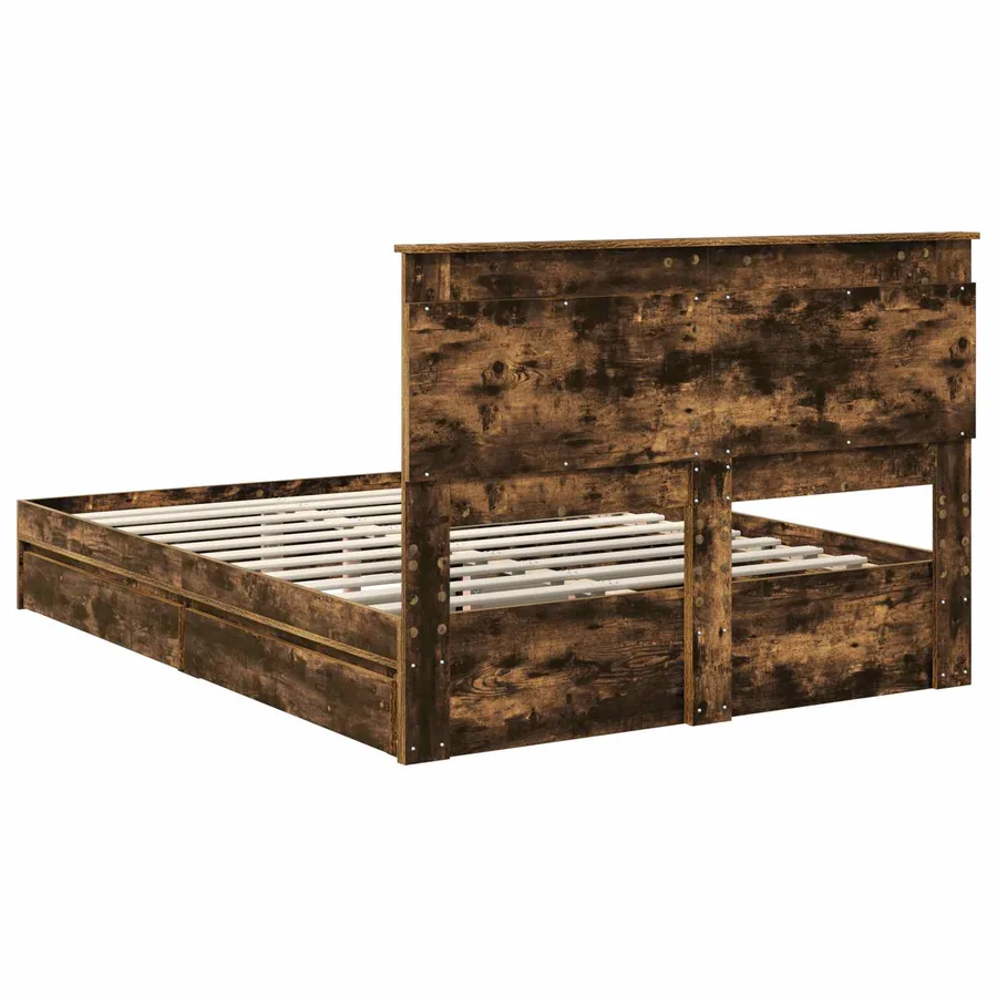Lit de Rangement Chêne fumé 160 x 200 cm Bois d'ingénierie - 10