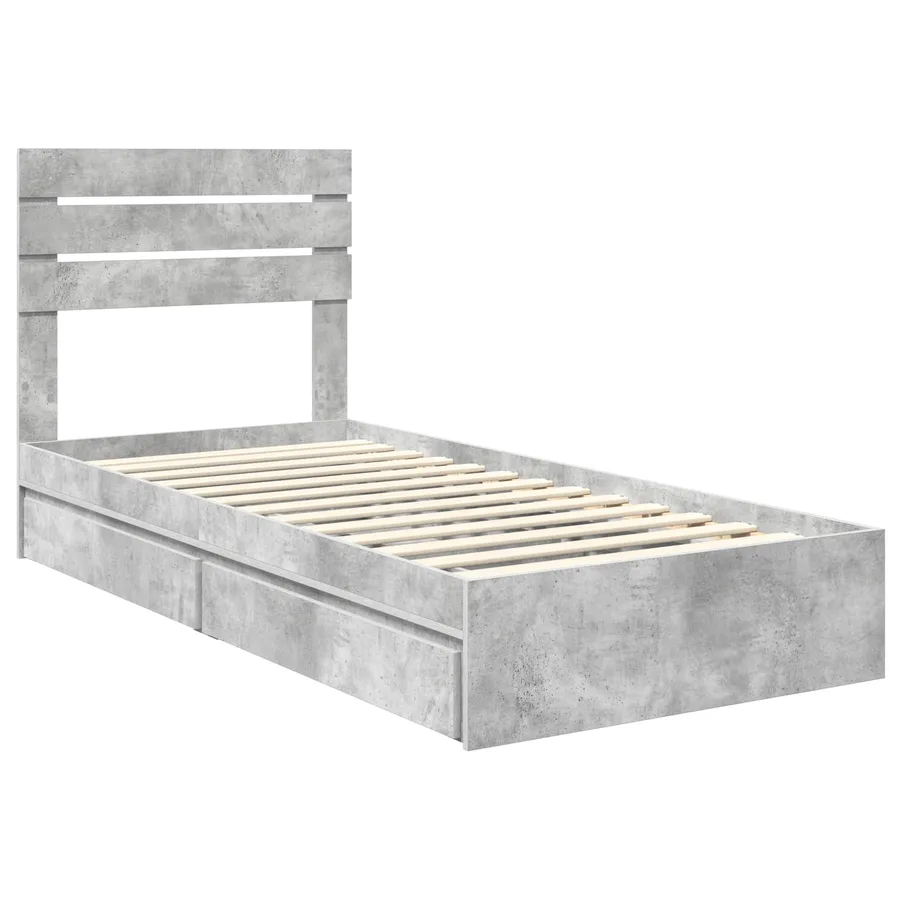 Lit de Rangement Gris béton 90 x 190 cm Bois d'ingénierie - 4