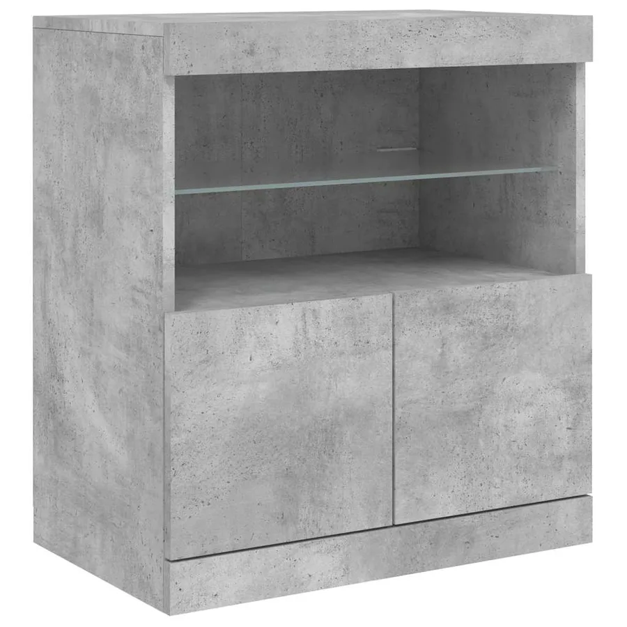 Buffet avec lumières LED gris béton 142,5x37x67 cm - 10