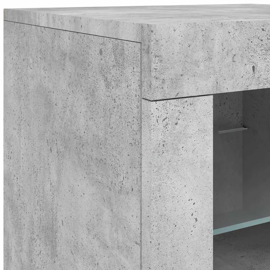 Buffet avec lumières LED gris béton 142,5x37x67 cm - 11