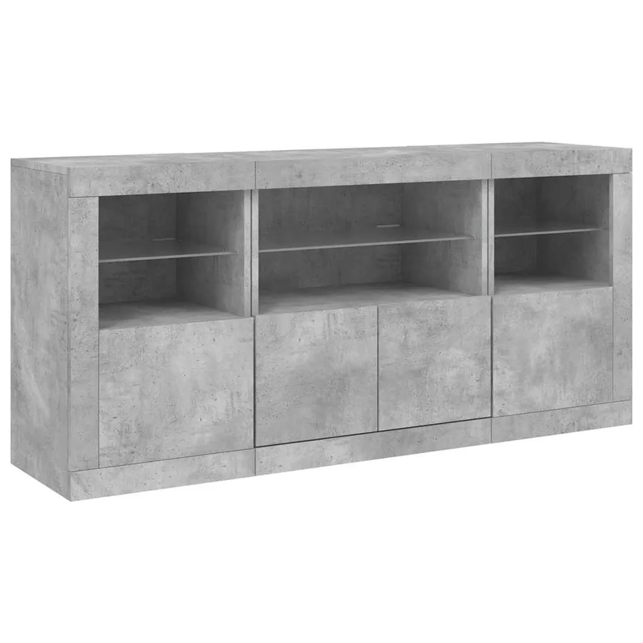Buffet avec lumières LED gris béton 142,5x37x67 cm - 5