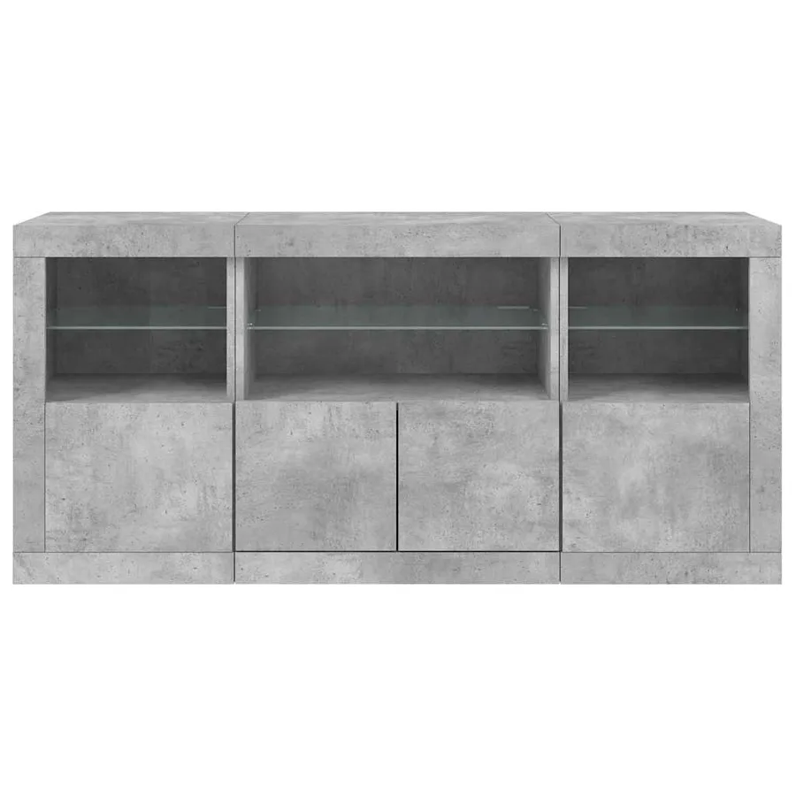 Buffet avec lumières LED gris béton 142,5x37x67 cm - 6