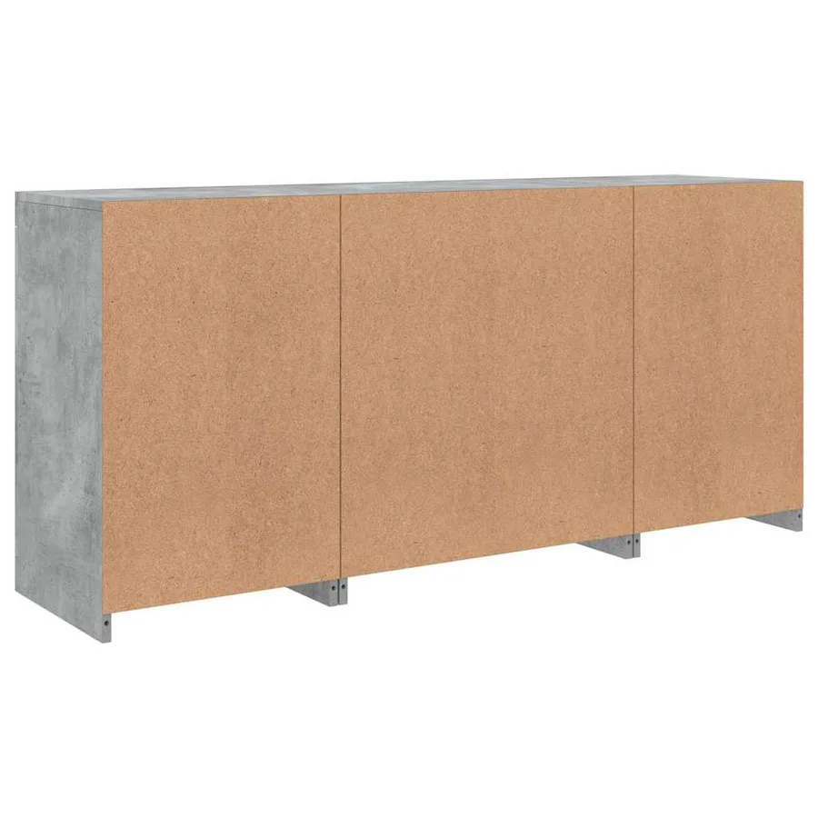 Buffet avec lumières LED gris béton 142,5x37x67 cm - 8