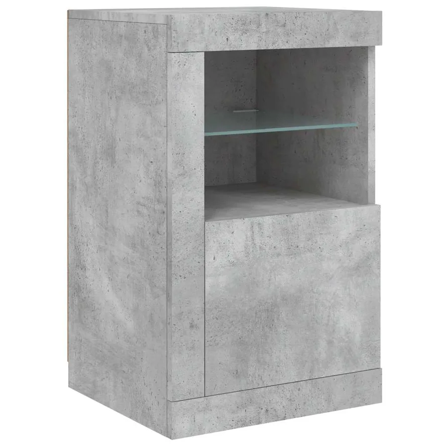 Buffet avec lumières LED gris béton 142,5x37x67 cm - 9