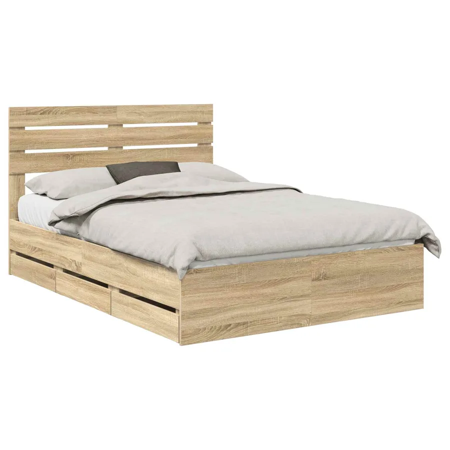 Cadre de lit Chêne Sonoma 140 x 190 cm Bois Ingénierie - 2