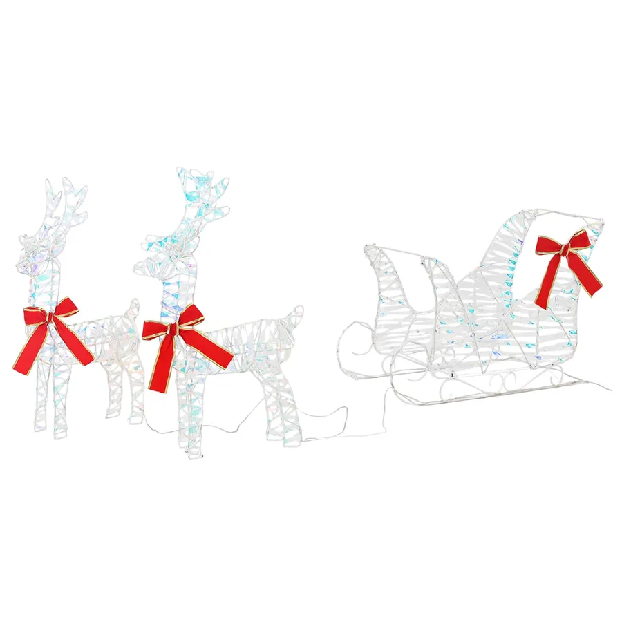 Traîneau tiré par un renne Blanc chaud 30 x 12 x 54,5 cm PET - 4