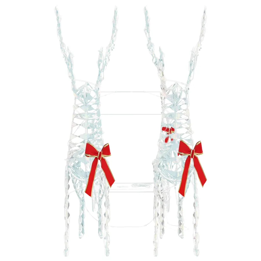 Traîneau tiré par un renne Blanc chaud 30 x 12 x 54,5 cm PET - 6